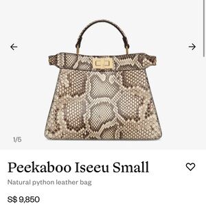Fendi Python Leather Handbag with Gold Clasp nwt